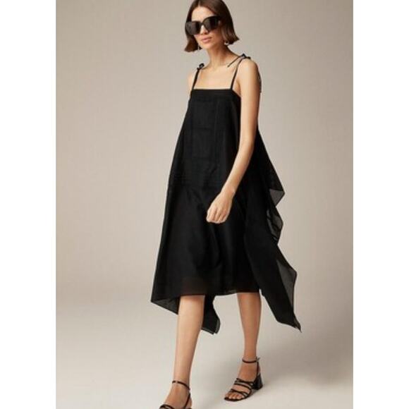 NWT J. Crew Handkerchief Midi Dress Black XS - Picture 1 of 9